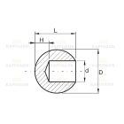 Rozsdamentes végzáró pálcához Anyag: Inox AISI 304, Felület kezelés: Szálcsiszolt, Korlátmező: d12, L: 18, D: 20, 