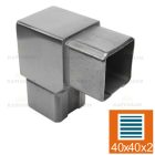 Összekötő könyök kapaszkodóhoz Anyag: Inox AISI 304, Felület kezelés: Szálcsiszolt, Korlátoszlop: 40x40x2, Kapaszkodó: 40x40x2