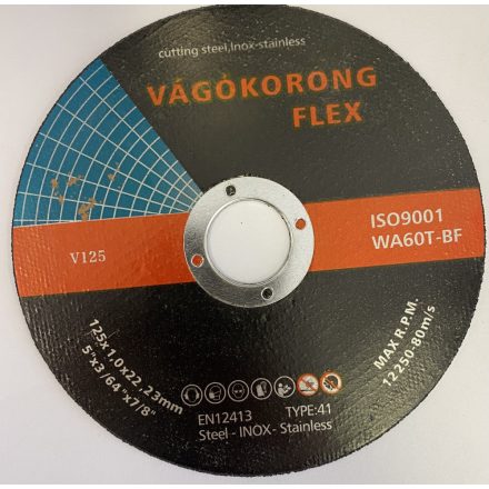 Vágókorong WA60T-BF 125x1.0x22.23 mm